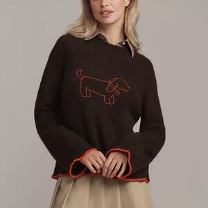 Anthropology Flat White Brown Sweater